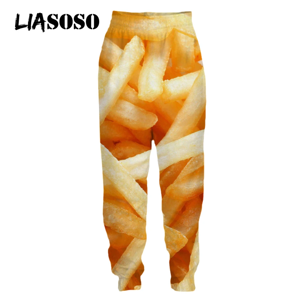 LIASOSO 3D Druck Lebensmittel Männer frauen Hosen Französisch Frites Casual Street Fashion Jogginghose Jogger Hosen Lose übergroßen Hosen