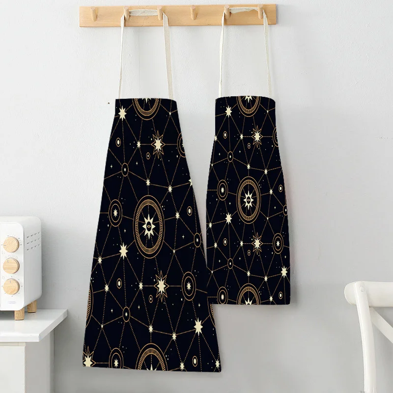 1 Pcs Sun Moon Printed Kitchen Apron for Women Home Cooking Sky Stars Baking Shop Apron for Men Bibs 68-55cm WQL 2293 Grembiule