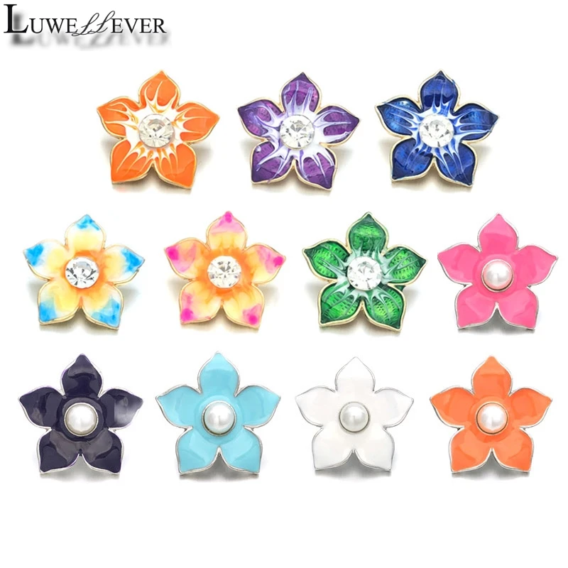 Flower Component 033 Crystal 18mm 25mm Metal Snap Button For Bracelet Necklace Interchangeable Jewelry Women Accessorie Findings