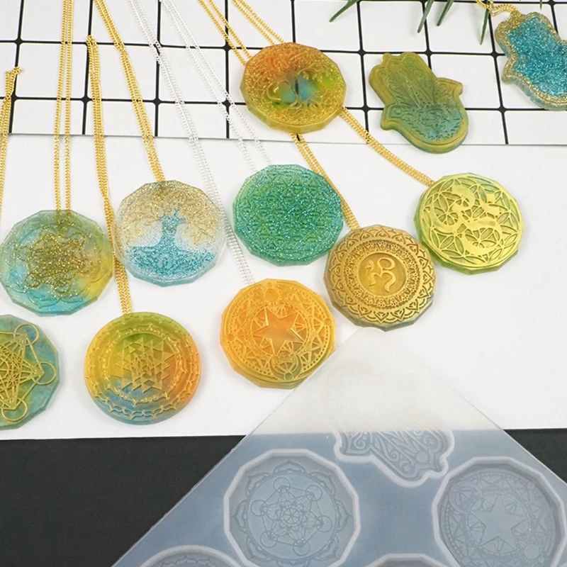 Flower of Life Pendant Crystal Epoxy Resin Mold Jewelry Necklace Earrings Silicone Mould DIY Crafts Casting Tool