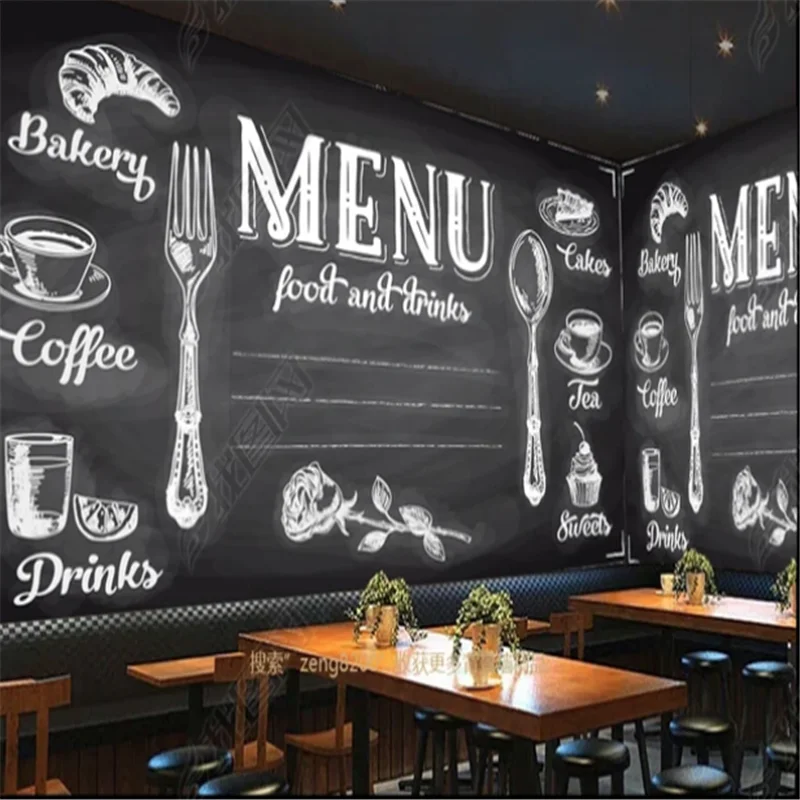 American Blackboard Mural Wallpapers Industrial Decoration Restaurant Bar Cafe Background Wall Paper Home Decor Papel De Parede