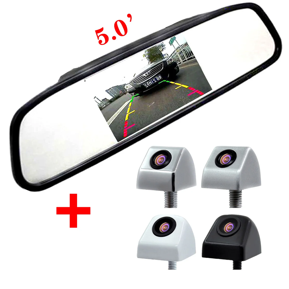 

2 In 1 CCD Car Parking Camera Reversing Backup Camera + 5 Inch 800*480 Car Mirror Monitor Rear View Mirror Monitor