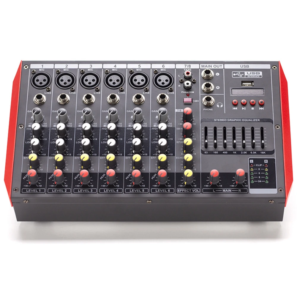 جهاز مزج الصوت الاحترافي 2X150 وات مع بلوتوث USB MP3، وحدة تحكم DJ Mixer مع مكبر كهربائي لمكبر الصوت المحمول