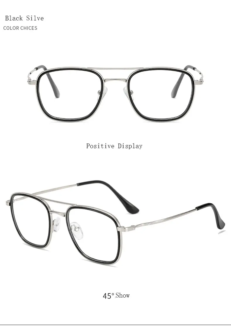 Legierung Gläser Rahmen Unisex Brille Vollrand Brillen Anti Blue Ray Frühling Scharniere Kurzsichtige Brillen Heißer Verkauf – Detail 14