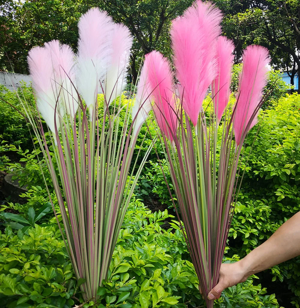 96cm 1pcs artificial pampas grass artificial phragmites&artificial reed flowers&bulrush flowers communis wedding flower bunch