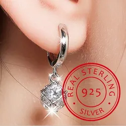 New Arrival Shiny Cz Zircon 925 Sterling Silver Ladies`stud Earrings Jewelry Birthday Gift Wholesale Anti-allergic Women