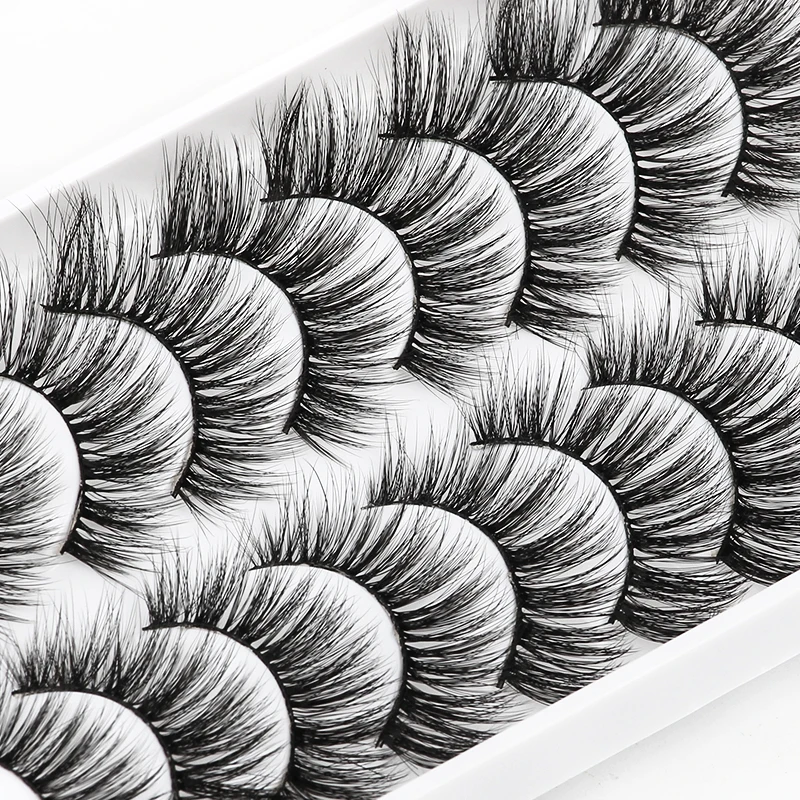 Shidishangpin 5/10Pairs Mink Wimpers Natuurlijke Valse Wimpers Dramatische Piekerige Pluizige Faux Cils Make Fake Lash Groothandel Maquiagem