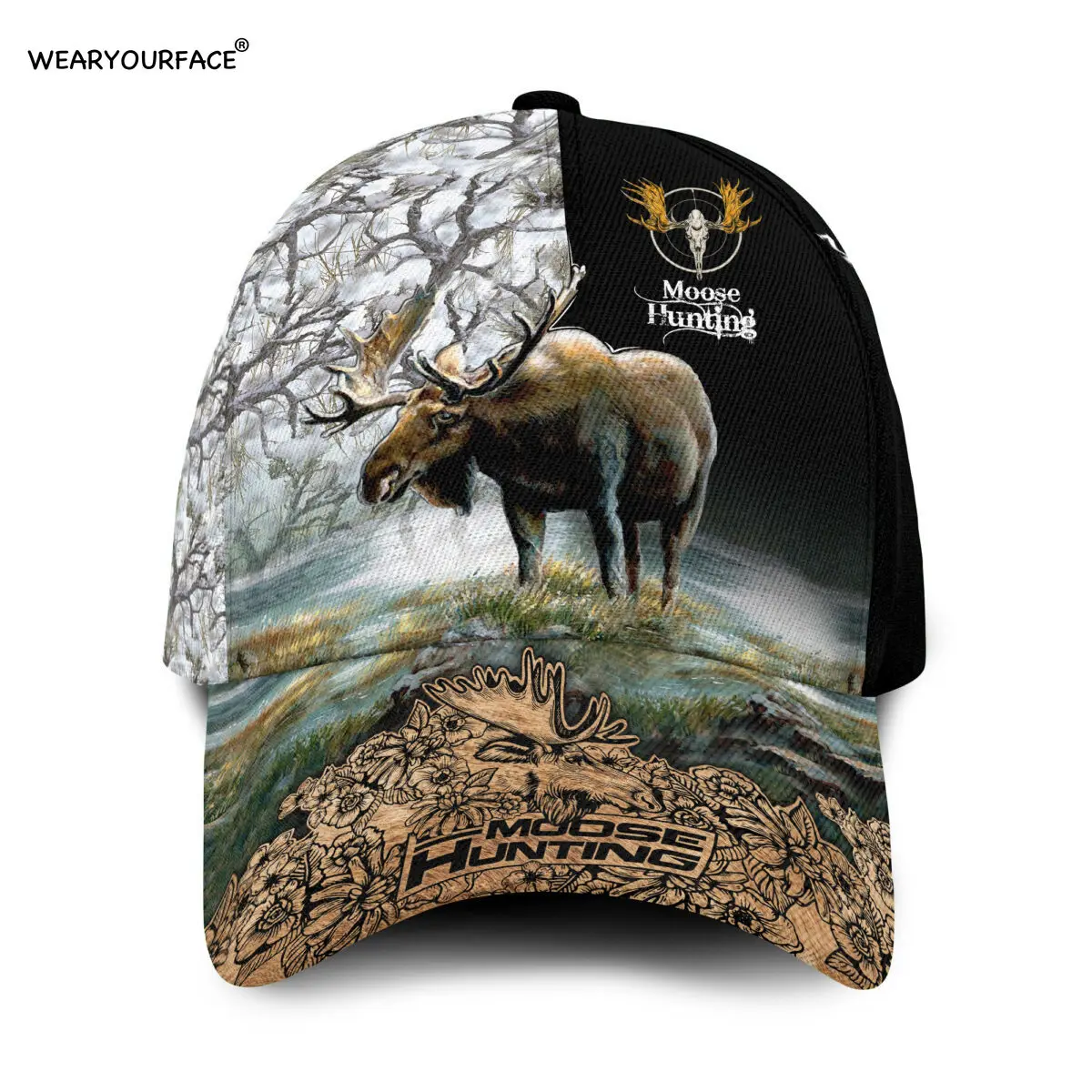 Deer Hunting Wildlife Animals 3D All Over Printed Snapback Hat Men Women Adult Hip Hop Headwear Outdoor Sun Visor Baseball Cap