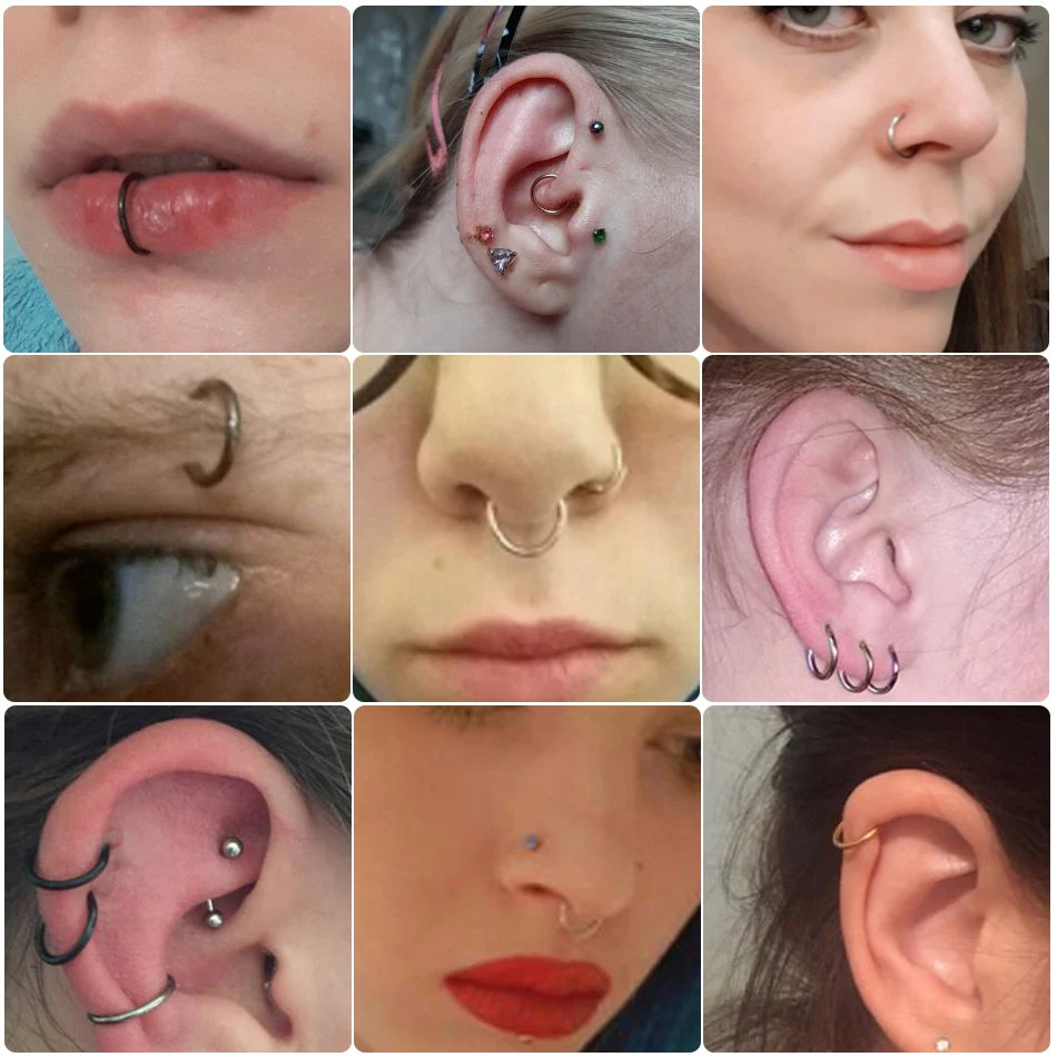 1PC Titanium Segment Hinged Ring Septum Nose Clicker Piercing Nose Lip Earrings Helix Eyebrow Cartilage Tragus Piercings Jewelry