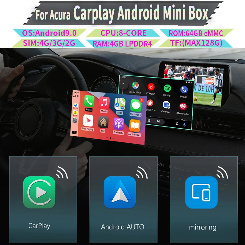 Carplay Ai Box Wireless Android GPS USB Carplayes Car Multimedia Player 4+64G Audio Navigation For Acura Nsx Mdx Tlx Ilx Rdx