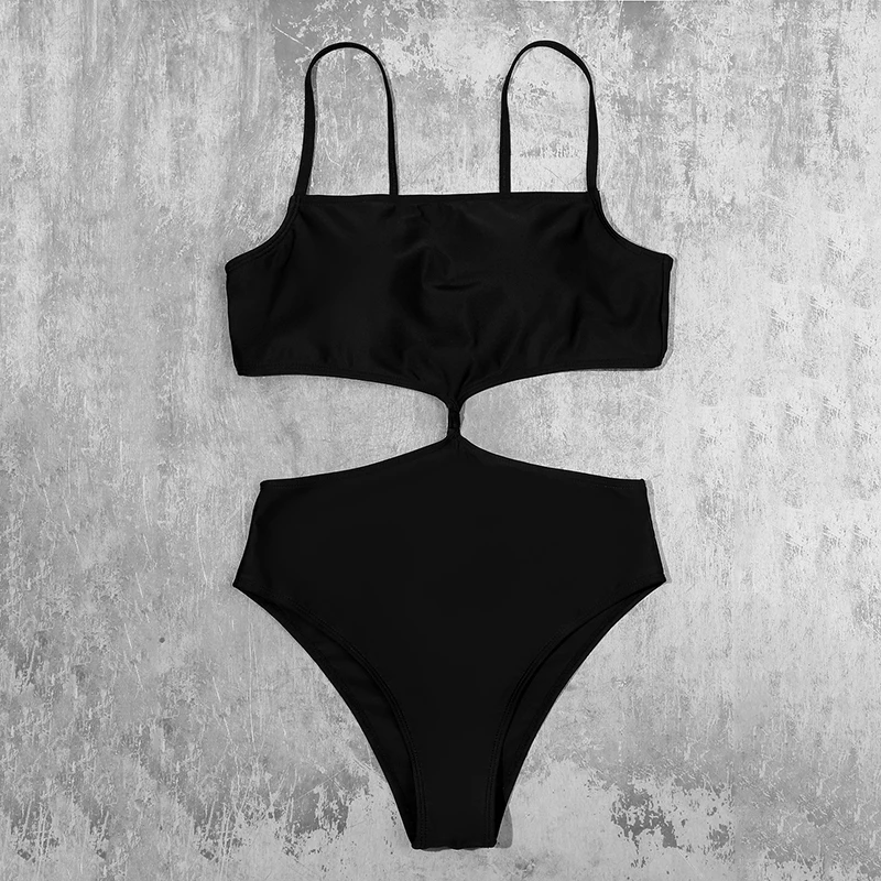 ZTVitality Black Sexy One Piece 2021 Hot Sale Straps Padded Bra Hollow Out Swimsuit Solid Swimwear Women Bathing Suit Monokini