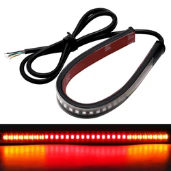 12V Flexible LED Motorcycle Light Bar Strip Tail Turn Signal Tail Rear Brake Stop Bulb Lamp Brake Light 2835 3014 SMD Dual Color