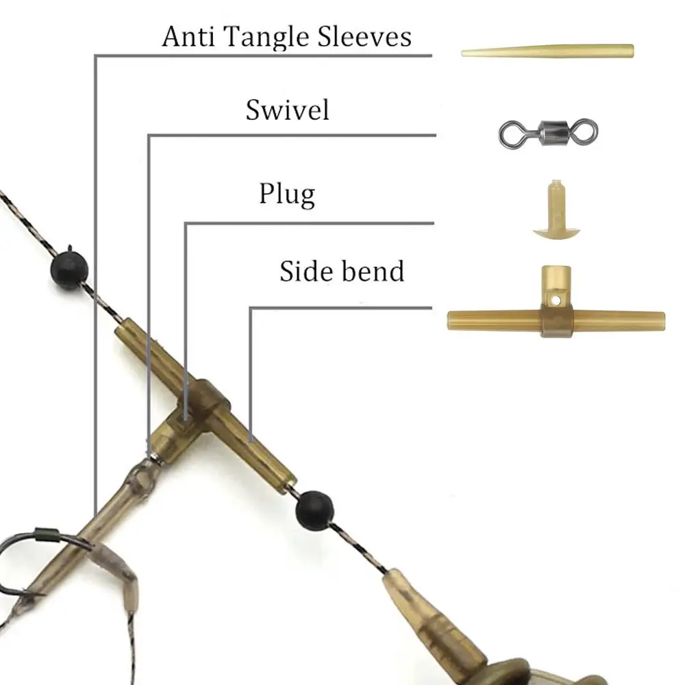 Fishing Equipment Silicone Hose Link Helicopter Anti Tangle Sleeves Side Bends With Swivel Carp Fishing Accessories Kit