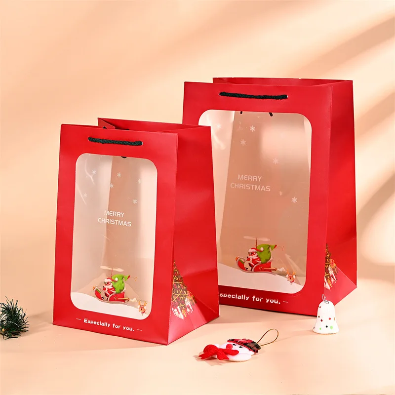 

12 Pieces Christmas Eve Apple Packaging Box Transparent Sunroof Gift Packaging Bag Couple Gift Children Gift Packaging Box Porta