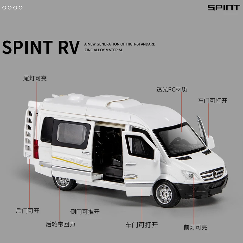 1:32 MB Sprinter MPV Van Spint RV Alloy Car Toy Car Metal Collection Model Car Sound and light Toys For Children