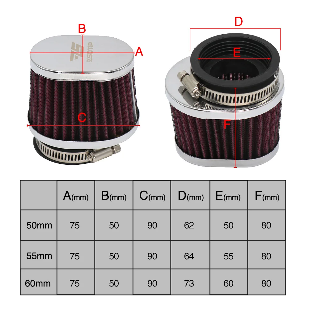 ZS MOTOS 50mm 55mm 60mm Motorcycle Carburetor Air Filter Universal  21/24/26/28/30/32/33/34/35mm Carburetor Air Intake Filter