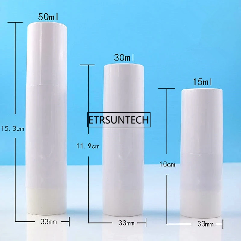 100pcs 15ml 30ml 50ml Empty Plastic Cosmetic Bottle Travel Liquid Bottles White Airless Pump Vacuum Toiletries Container F3671