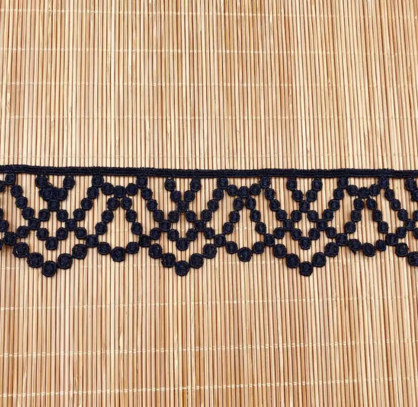 2 ياردة/مجموعة 4.3 سنتيمتر مع الأبيض الأسود الدانتيل تقليم للذوبان في الماء التطريز الدانتيل DIY بها بنفسك النسيج الملابس والاكسسوارات