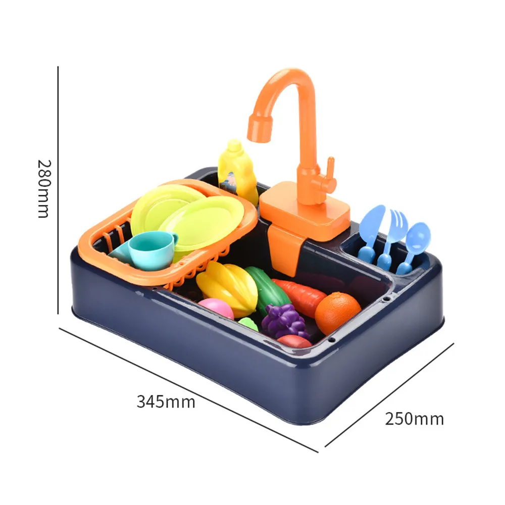 Kid Kitchen Sink Dishwashing Set Toy Simulation Electric Dishwasher Role Playing Pretend Play Safe Kitchen Classic Girls Boy Toy