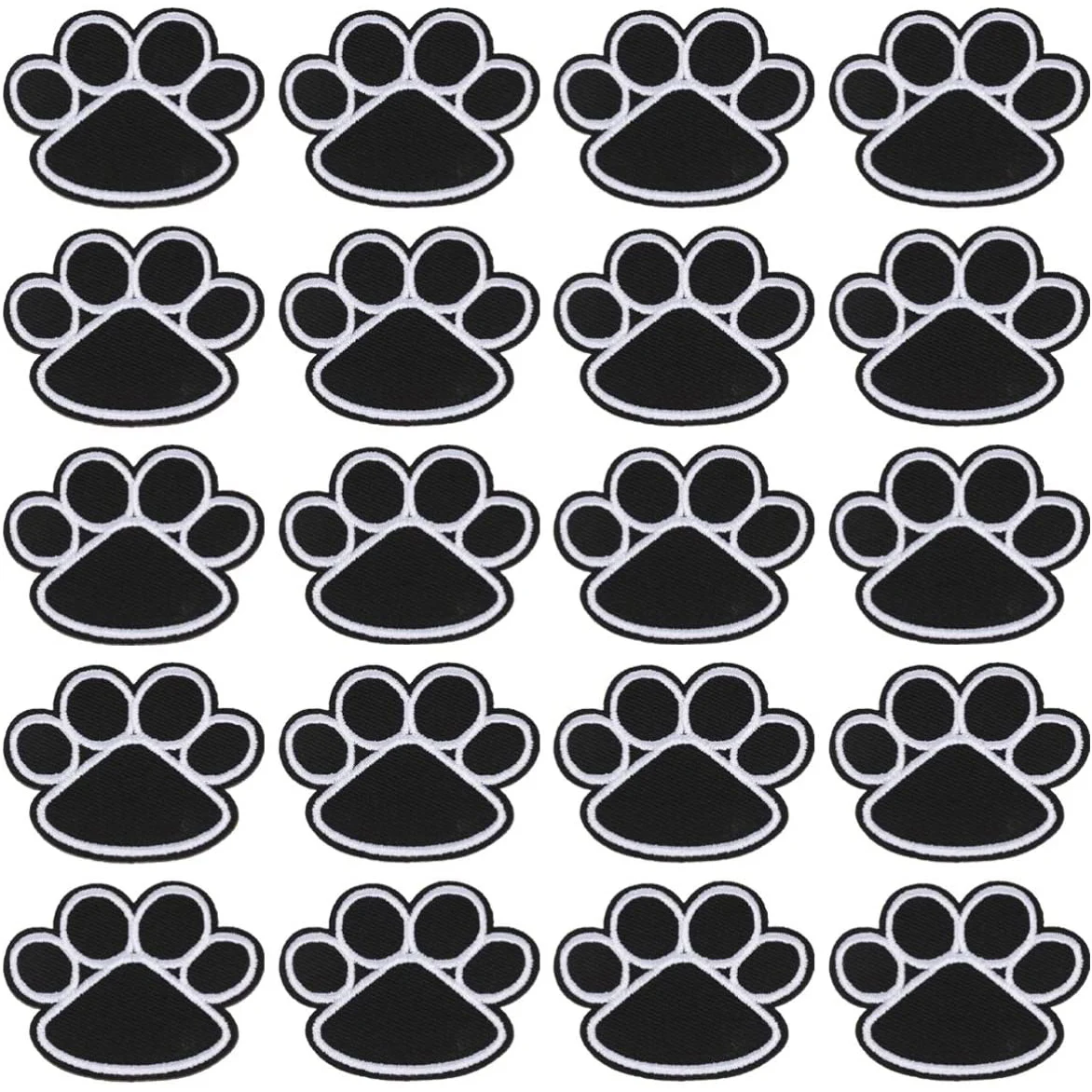 10Pcs Dog Paw Puppy Black Paw, Heart Iron On Embroidered Patches Appliques Sewing Cloth for Clothing