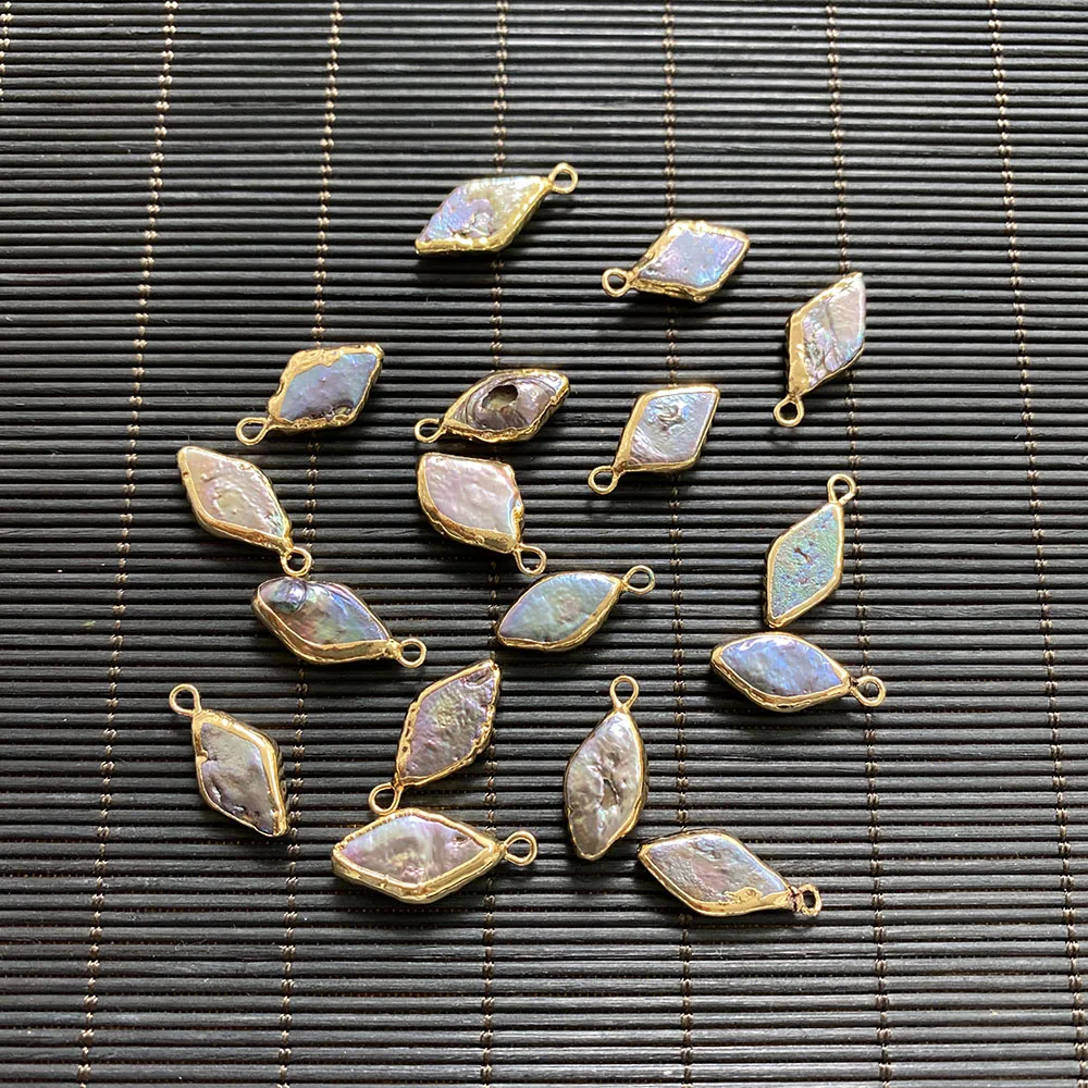 9x20mm Natural Freshwater Pearl Pendant Rhombus  Shape Charms for DIY Jewelry Making Necklace and Bracelet Accessories