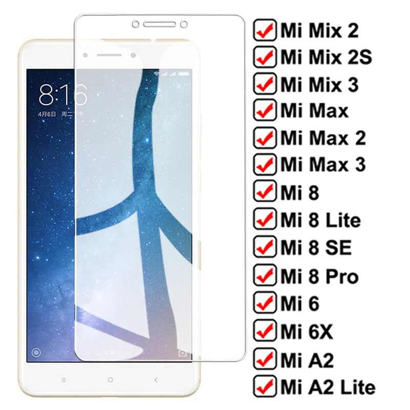 

Защитное стекло, закаленное стекло для Xiaomi Mi Max 2 3 Mix 2 2S 3 Mi 6 6X 8 SE A2 Lite