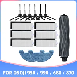 Fit For Osoji 680 / 870 / 950 / 990 Robot Vacuum Cleaner Spare Parts Main Rolling Brush Side Brushes Hepa Filter Mop Cloth Rag