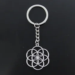 Hot Fashion Flower Of Life Yoga 37x32mm Pendant 30mm Key Ring Chain Silver Color Men Car Gift Souvenirs Keychain Dropshipping