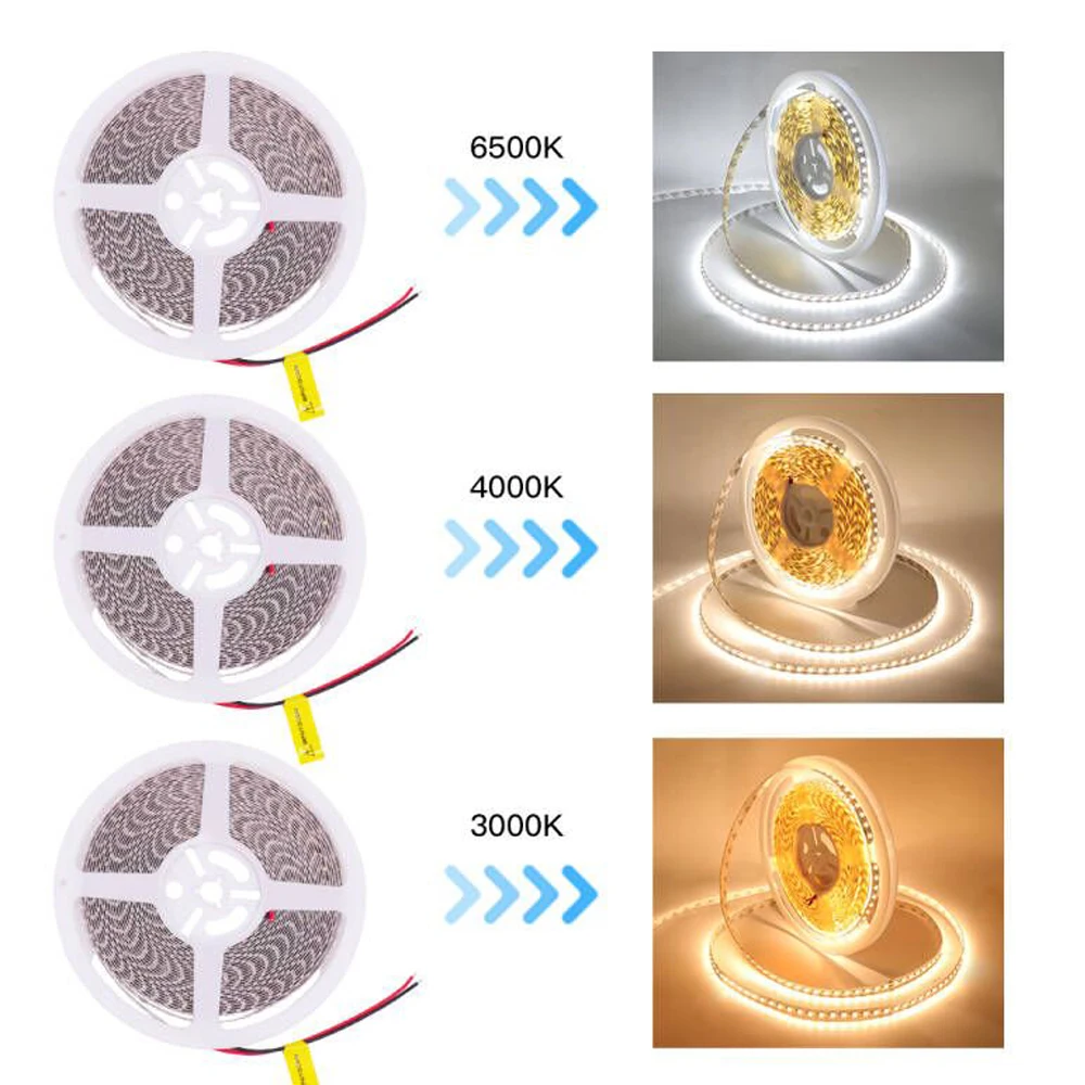 10M 1200LEDs Strip Light DC24V 2835 SMD LED Tape Ribbon Diode White Warm White Natural White Non Waterproof Rope Lamp Lighting