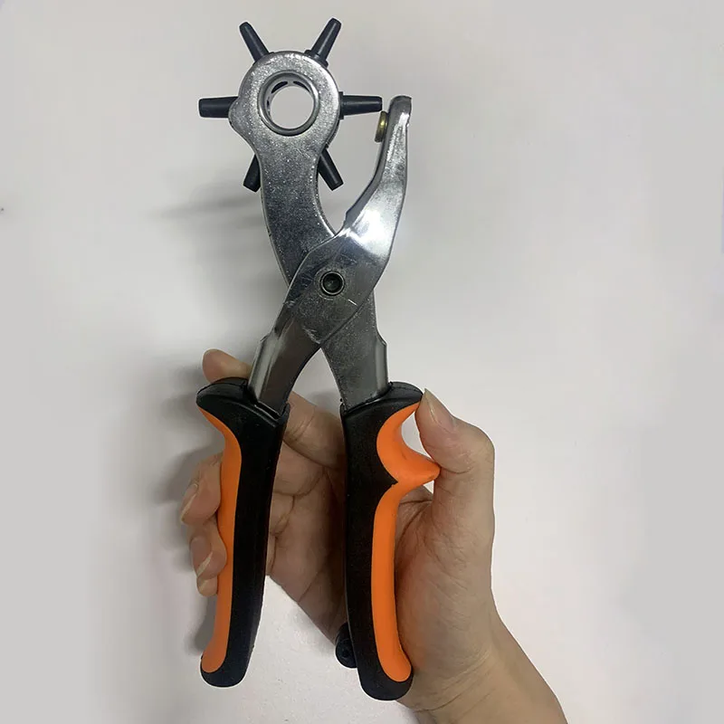 Heavy Duty Leather Belt Hole Punch Plier Eyelet Puncher Revolve Sewing Machine Bag Tool Watchband Strap Leather Paper Hole Maker