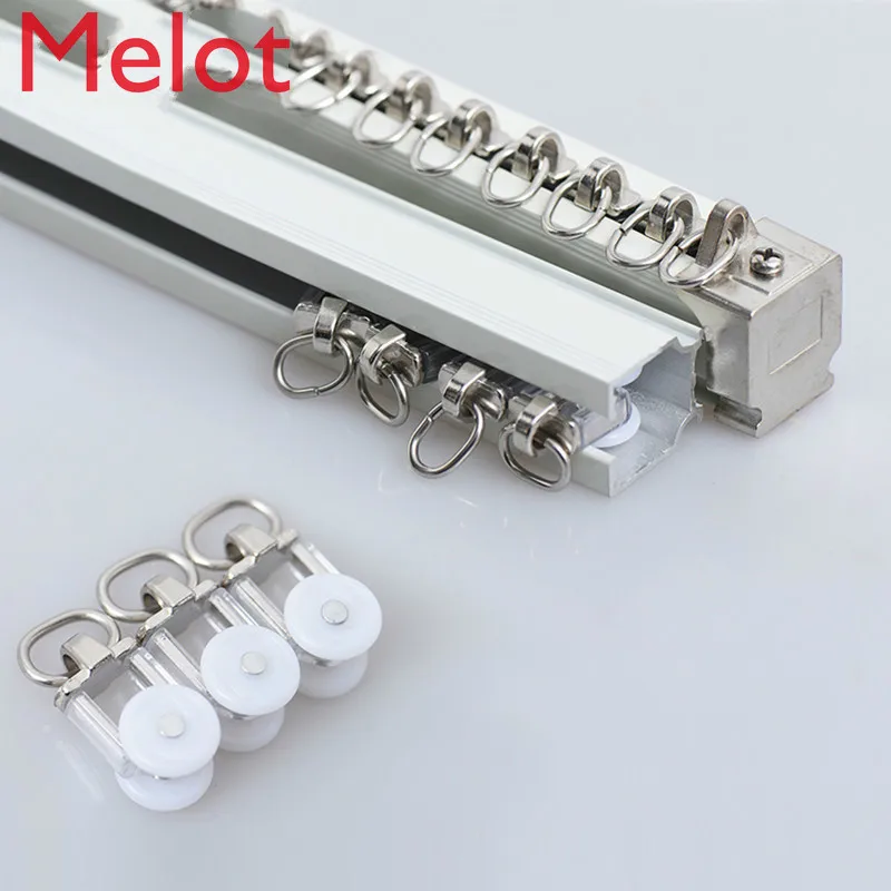 Curtain Track Accessories Curtain Straight Track Curved Rail Top Mounted Side Mounted Thickened Mute Aluminum Alloy