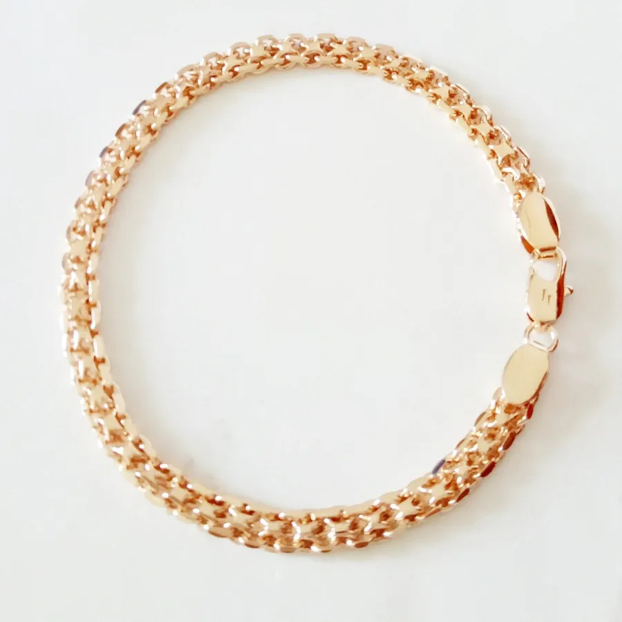 New Trendy Women Men Bracelet 585 Rose Gold Color Jewelry Copper Wide Bracelet Designs Lover Gift