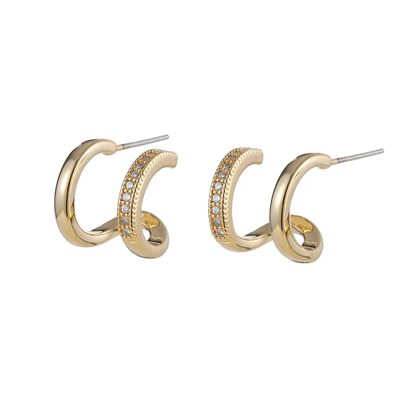 Simple Mosquito Coil Ear Clip Double Ear Ring Conjoined Earring Circle Simple Temperament Earring Female Hot Sale
