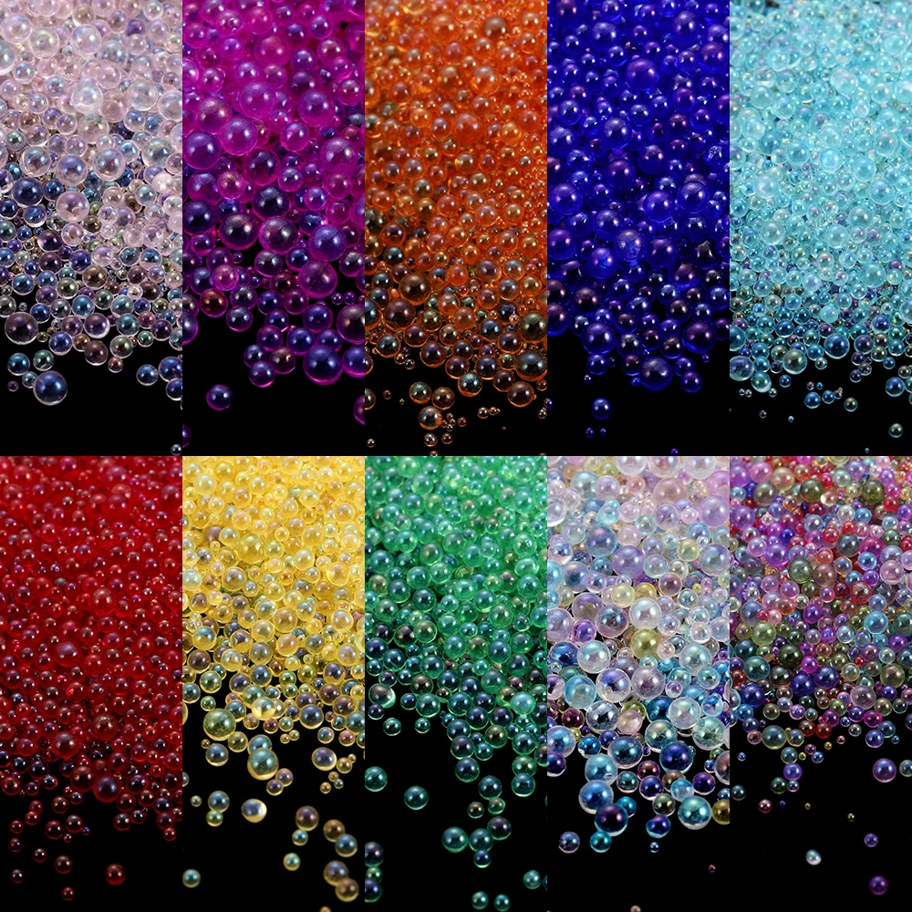 10-20g Mini Bubble Ball Beads Tiny Crystal Glass Bead per stampo in Silicone resina UV riempitivo epossidico resina riempimento fai da te Nail Art