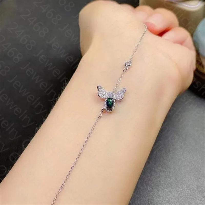 

Браслет женский из серебра 925 пробы, с черным опалом