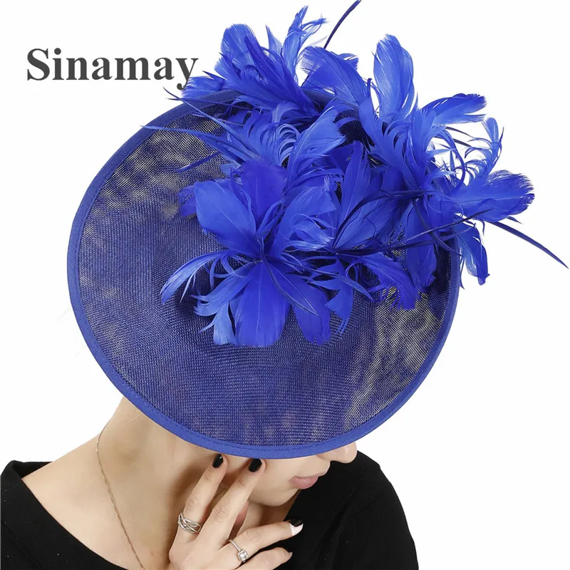 Elegant Womens Big Hats Fascinator Derby Church Occasion Formal Headpiece Hairpins Fancy Flower Feather Hair Accessories Ladies