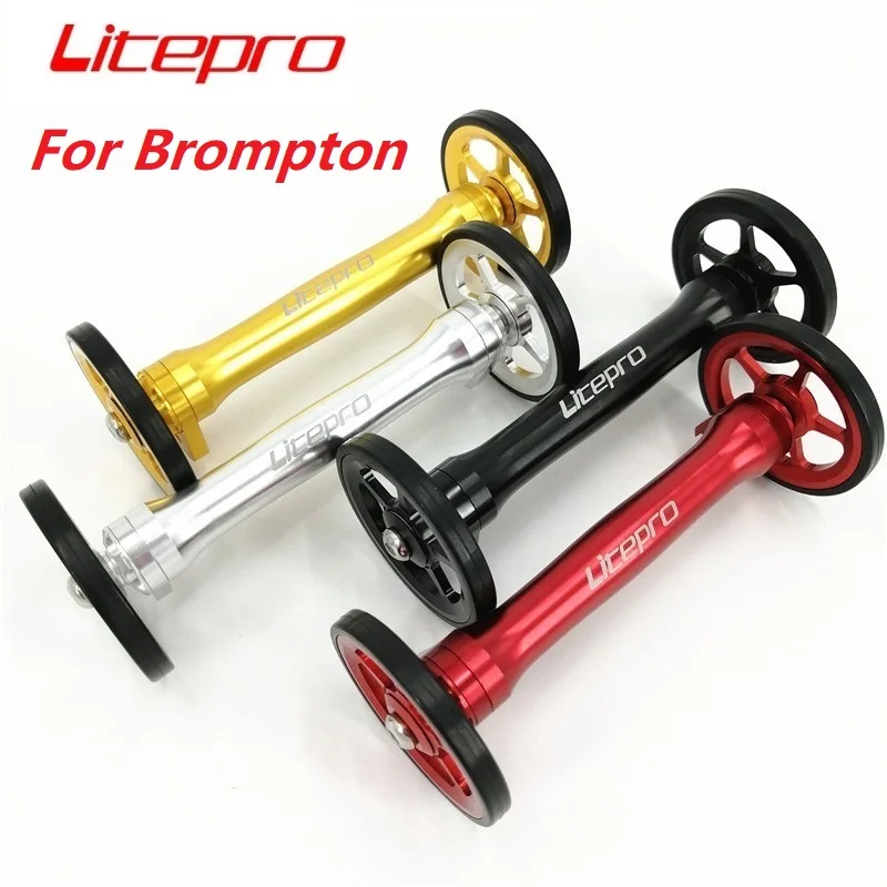 Litepro For Brompton Folding Bike Easy Wheel Extension Rod Rear Cargo Rack Easywheel Telescopic Rod 