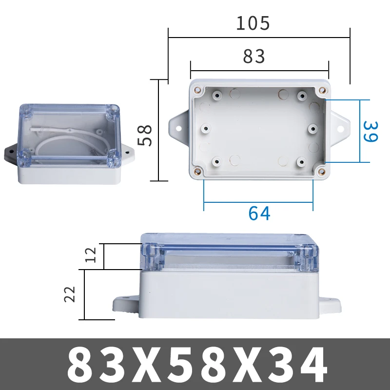 IP67 Kunststoff Transparent Box Wasserdichtes Gehäuse Elektronisches Projekt Außeninstrument Elektrische Projektbox Anschlussgehäuse