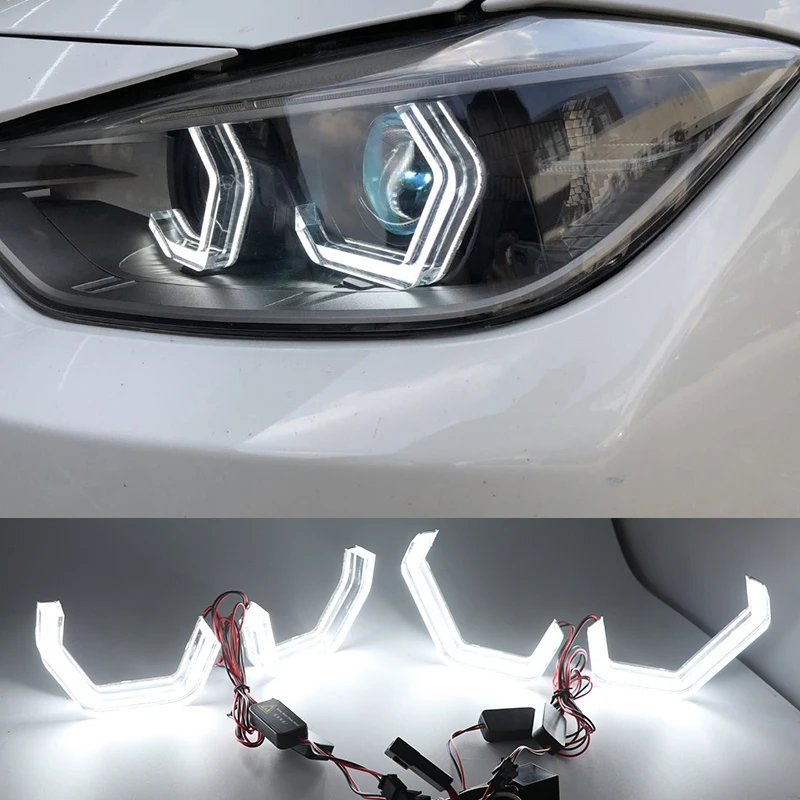 White Crystal Angel Eyes Kits ICONIC M4 Style day light DRL for BMW M4 F80 3 series F30 F31 4 series F32 3GT F34 M2 2 series