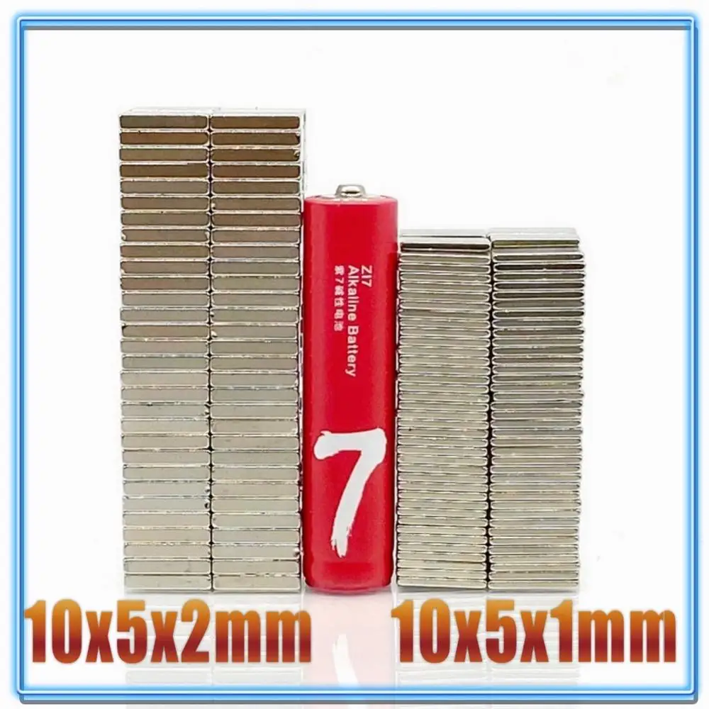 20/50/100/200Pcs Rectangular Magnet 10x5x1 10x5x2 N35 NdFeB Block Super Powerful Strong Permanent Magnetic imanes 10*5*1 10*5*2