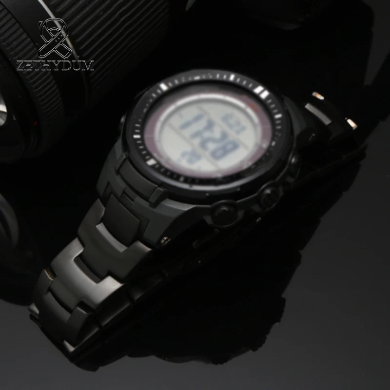 ผู้ชายสายรัดโลหะสำหรับ Casio PRW-6000/6100/3000/3100 PRG-300เหล็กสายนาฬิกาข้อมือสายสร้อยข้อมือนูน End 16มม.