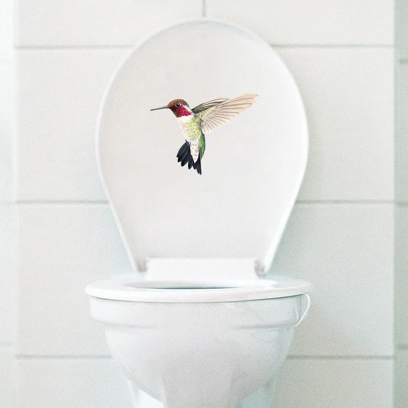 Three Ratels QCF46 Beautiful hummingbird hand painted bird sticker for home decoration Toilet sticker