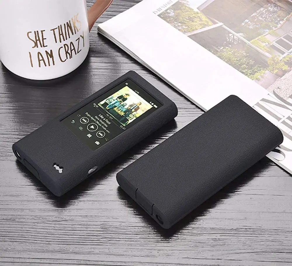 for Sony Walkman ZX300 NW-ZX300 ZX300A Cortical Texture Soft Silicone Case Full Protective Skin Case Screen Protector Hand Strap