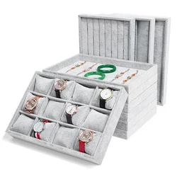 Top  Selling Ice Gray Velvet Jewelry Tray Cases Ring Necklace Pendant Bracelet Earring Organizer Tray Stuff Jewelry Storage Box