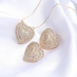 Classic AAA cubic zirconia Heart necklace Earring sets for Women geometric Necklace earring sets D12252