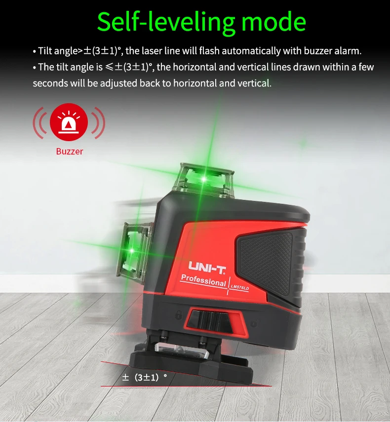 UNI-T-3D Linha Verde Nível Laser Auto Nivelamento, Controle Remoto, Horizontal e Vertical Cruz, Feixe Verde, 12 e 16 Linhas