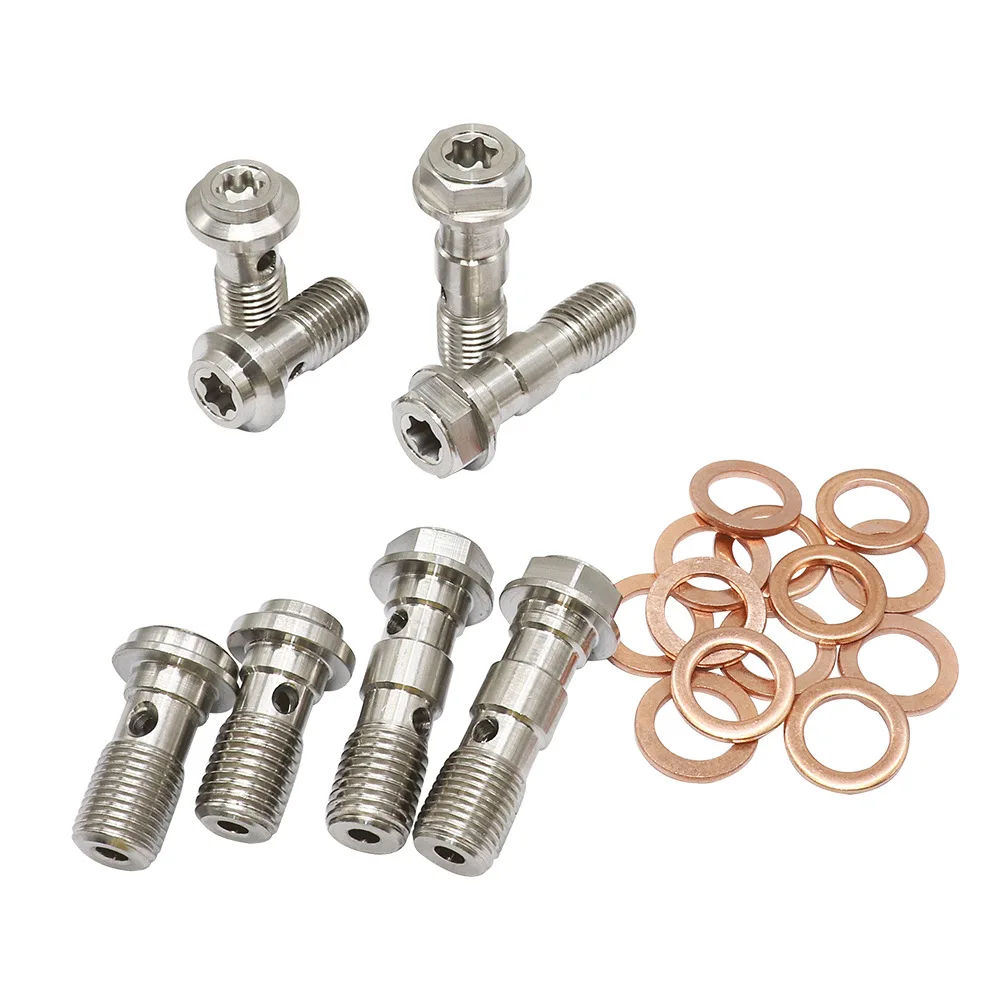 Motorcycle Brake Caliper Banjo Bolt Bleed Screw Nipple M10X1.0MM/1.25MM 304 Stainless Steel For Honda Yamaha Kawasaki Suzuki