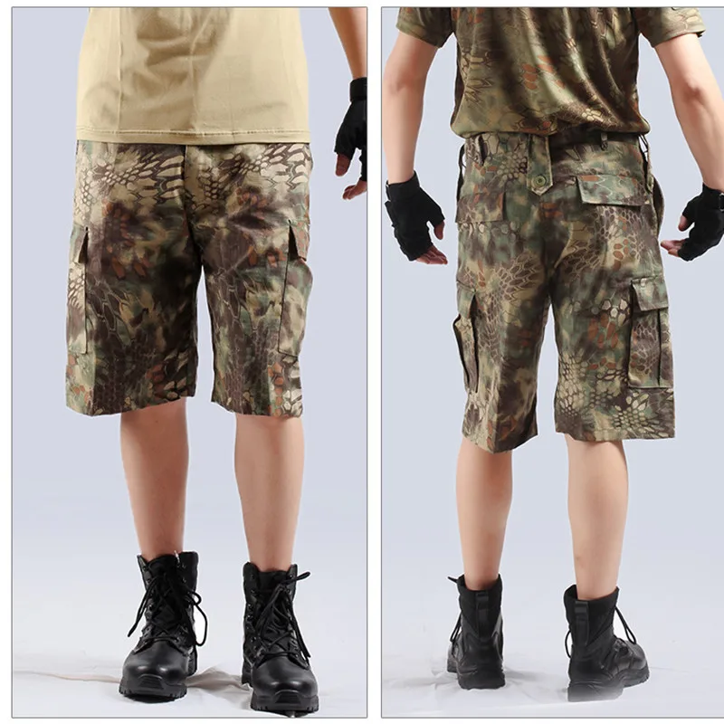 

Summer Men's Camouflage Loose Cargo Shorts Outdoor Sports Hunting Camping Climbing Training Knee Length Short Trousers