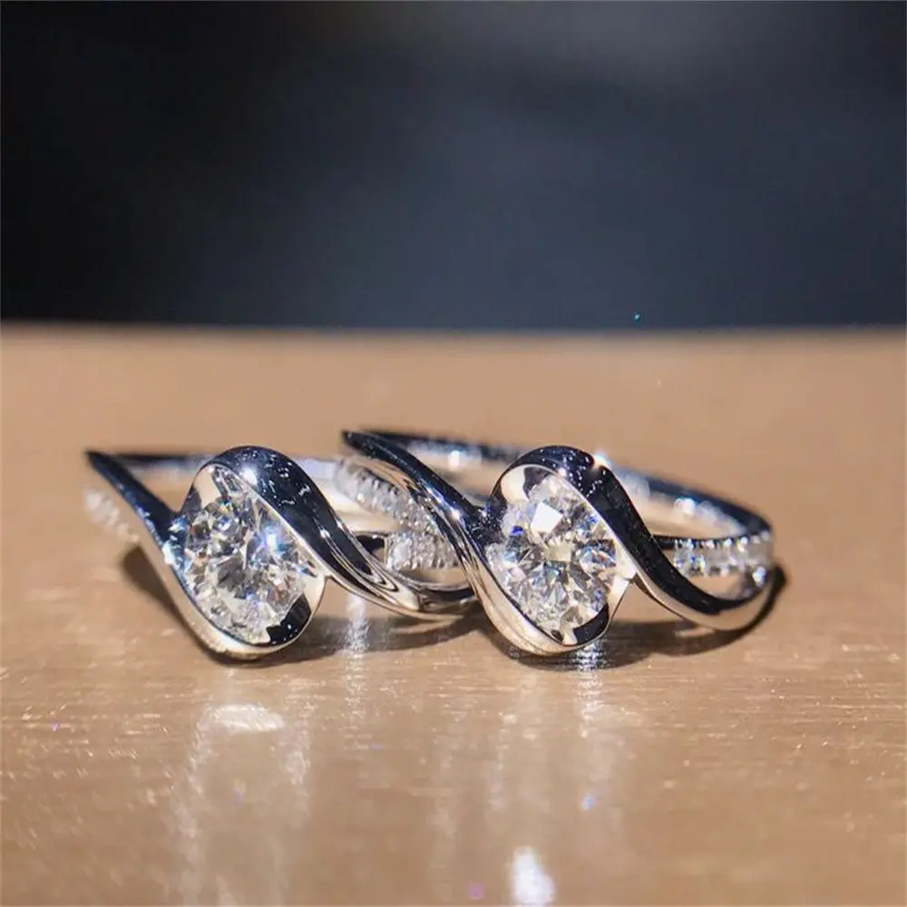 

Elegant Couple Size 6-10 Cubic Zirconia Jewelry 925 Silver Rings White Sapphire Ring Wedding Ring