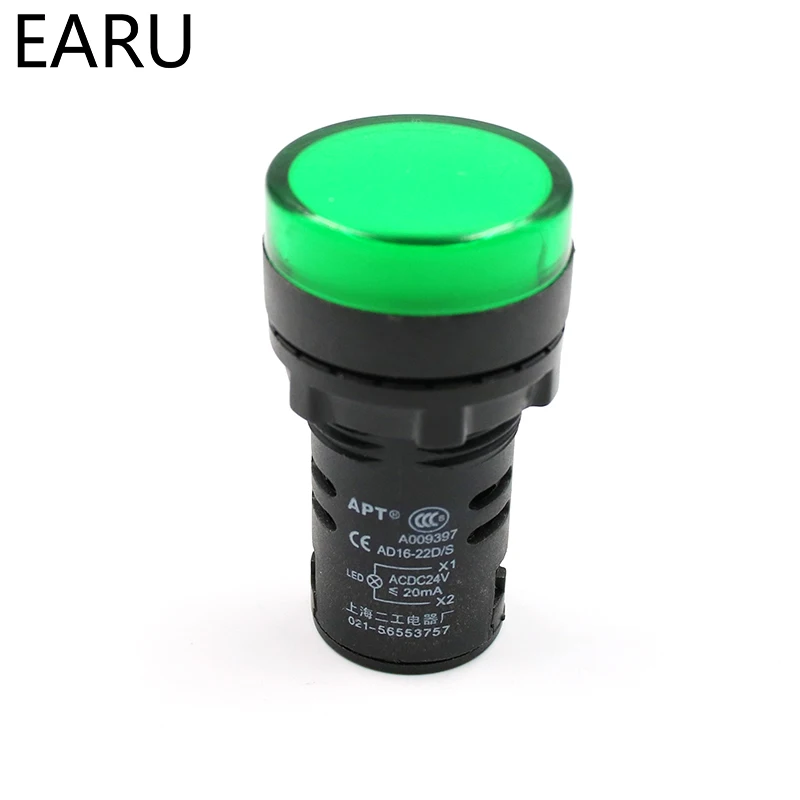 Đèn Báo Tín Hiệu Đèn Sáng Chống Nước Ad16-22ds 22Mm AC/DC 12V 24V 110V 220V 380V Xanh Đỏ Vàng Xanh Dương Trắng Bóng Đèn LED 20mA